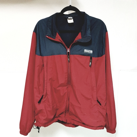 XL REI VINTAGE CHARCOAL & BURGUNDY TWO-TIME HOODED OUTDOOR ACTIVITY JACKET - Picture 2 of 14